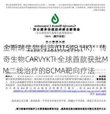 金斯瑞生物科技(01548.HK)：传奇生物CARVYKTI 全球首款获批MM二线治疗的BCMA靶向疗法