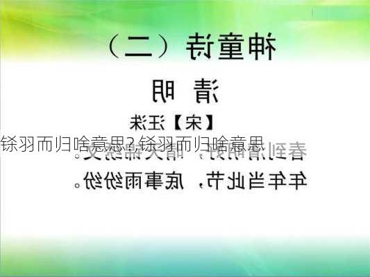 铩羽而归啥意思?,铩羽而归啥意思