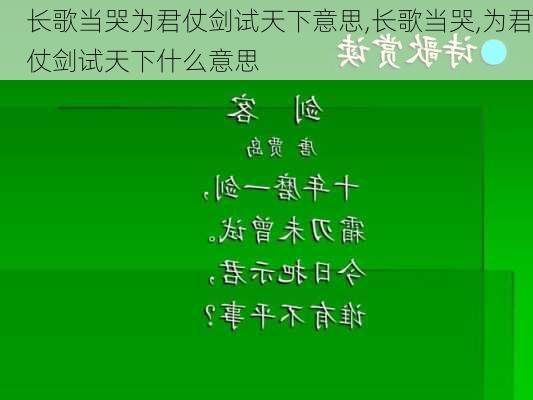 长歌当哭为君仗剑试天下意思,长歌当哭,为君仗剑试天下什么意思