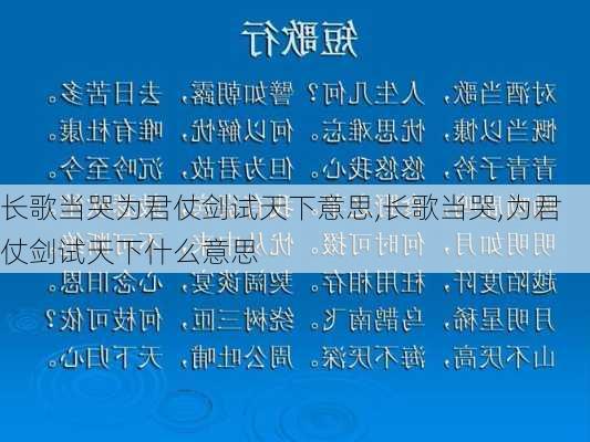 长歌当哭为君仗剑试天下意思,长歌当哭,为君仗剑试天下什么意思