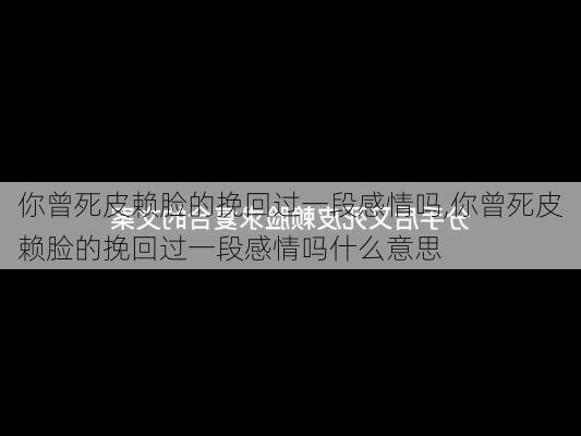 你曾死皮赖脸的挽回过一段感情吗,你曾死皮赖脸的挽回过一段感情吗什么意思