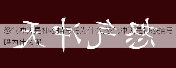 怒气冲天是神态描写吗为什么,怒气冲天是神态描写吗为什么呢