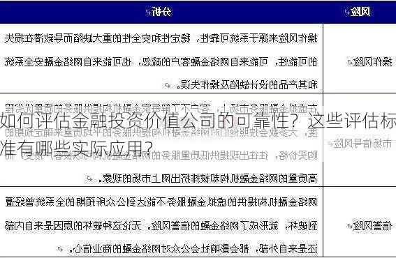 如何评估金融投资价值公司的可靠性？这些评估标准有哪些实际应用？