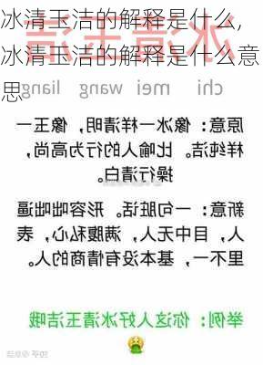 冰清玉洁的解释是什么,冰清玉洁的解释是什么意思