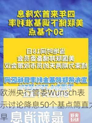 欧洲央行管委Wunsch表示讨论降息50个基点简直太早