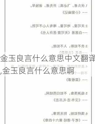 金玉良言什么意思中文翻译,金玉良言什么意思啊