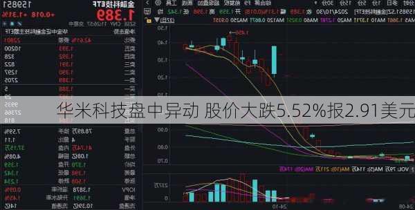 华米科技盘中异动 股价大跌5.52%报2.91美元