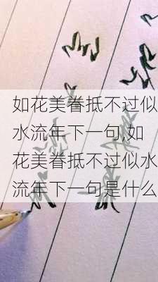 如花美眷抵不过似水流年下一句,如花美眷抵不过似水流年下一句是什么