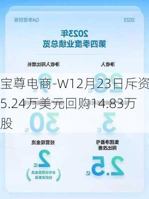 宝尊电商-W12月23日斥资15.24万美元回购14.83万股