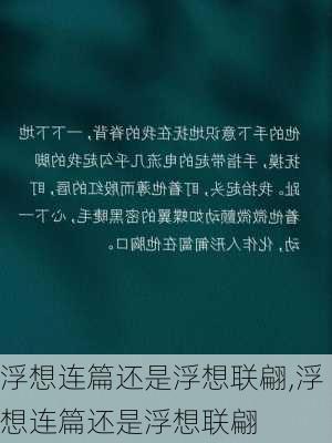 浮想连篇还是浮想联翩,浮想连篇还是浮想联翩