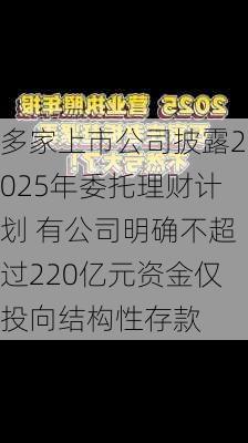 多家上市公司披露2025年委托理财计划 有公司明确不超过220亿元资金仅投向结构性存款