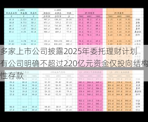 多家上市公司披露2025年委托理财计划 有公司明确不超过220亿元资金仅投向结构性存款