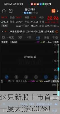 这只新股上市首日，一度大涨600%！