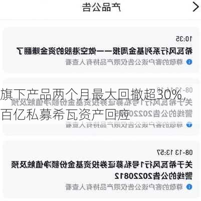 旗下产品两个月最大回撤超30%，百亿私募希瓦资产回应